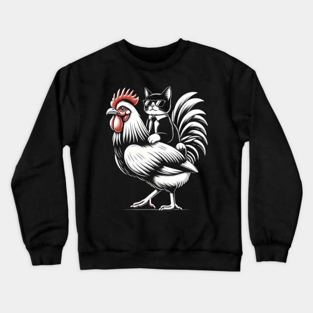 Tuxedo Cat on a Chicken Crewneck Sweatshirt by Panamerum